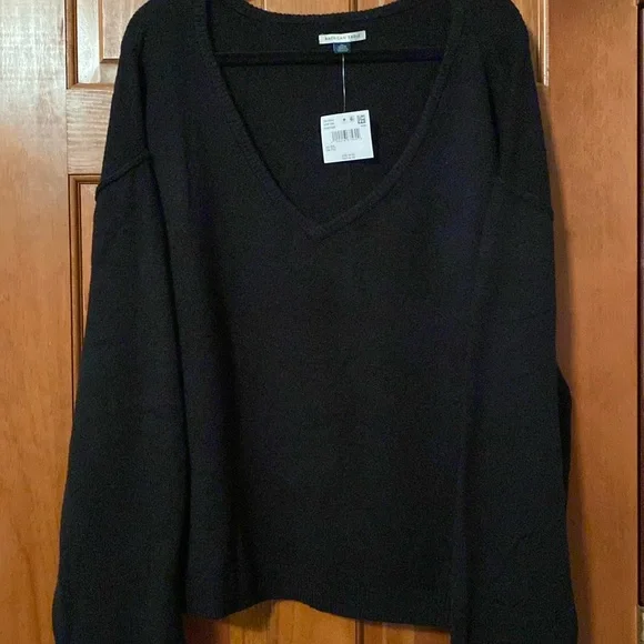 American Eagle Outfitters Black Oversized V-Neck Sweater Size XXL - Picture 6 of 8